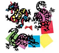 Baker Ross FX920 Year Of The Dragon Stained Glass Decoration Kits - Pack of 6, Kids Arts and Crafts Decoration Kits