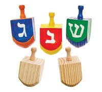 Baker Ross FX939 Wooden Dreidels - Pack of 5, Religious Education Arts and Crafts Kits for Kids