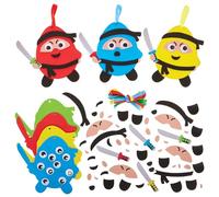 Baker Ross FX975 Ninja Egg Mix and Match Decoration Kits - Pack of 8, Easter Craft Kits for Kids