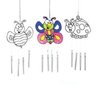 Baker Ross Glass Painting Bug Suncatcher Windchimes (Pack of 3) Ladybird, Bee & Butterfly for Kids To Decorate, Arts & Crafts By