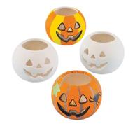 Baker Ross H1582 Ceramic Pumpkin Tealight Holders - Pack of 3, Halloween Pumpkin Candle Holder, Ceramic Pumpkin to Paint, Great for Halloween Decorations for Kids