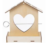 Baker Ross Heart Birdhouse Wood Craft Set - 2 Pack, Nesting Boxes for Birds to Paint and Craft for Kids (FC445)