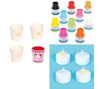 Baker Ross Heart Ceramic Tealight Holders (EF371) and Porcelain Paint Pots Bumper Pack (FE593) and LED Tealights (EF328)