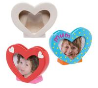 Baker Ross Heart Porcelain Photo Frames - Box of 3, Valentine Crafts for Kids (FC462), White