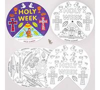 Baker Ross Holy Week Colour In Story Wheels - Pack of 5, Christian Crafts for Kids (AT560)
