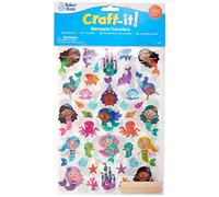 Baker Ross Mermaid Rub-On Transfer Stickers - Pack of 120, Multicolor, Waterproof, Paper, Wood, Plastic, Ceramic, Glass, Kids, Stickers
