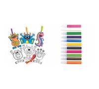 Baker Ross Monster Bunch Suncatcher Decorations (Pack of 10)(FE666) and Suncatcher Paint Pens Bumper Pack (Pack of 12)(AT943)