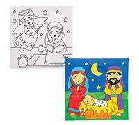 Baker Ross Nativity Colour in Canvases, Christmas Arts and Crafts (Pack of 3)