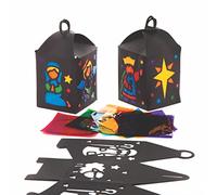 Baker Ross Nativity Stained Glass Lantern Kits (Pack of 4), 14 x 9 cm