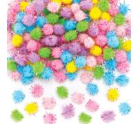 Baker Ross Pastel Self Adhesive Glitter Pom Poms - Pack of 150, Easter Crafts, Craft for Kids (AX699) Coloured Assorted Multi Colours