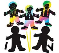 Baker Ross Person Scratch Art Magnets - Ideal for Kids' Arts and Crafts, Educational Toys, Gifts, Keepsakes and More (10 Pack),AT391