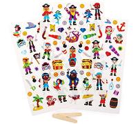 Baker Ross Pirate Rub-On Transfer Stickers - Pack of 125, Multicolor, Nautical, Waterproof, Paper, Ceramic, Wood, Plastic, Kids, Pirate, Transfer Stickers