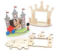Baker Ross PJ190 Royal Celebration Photo Frame - Pack of 4, Wood Craft Kit for Kids, Party Souvenir for Kids