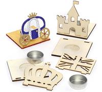 Baker Ross PJ192 Royal Tealight Craft Kit - Pack of 4, Wood Craft Kit for Kids