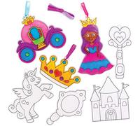 Baker Ross Princess Suncatcher Decorations, Fun Plastic Designs for Children to Colour In and Decorate (10 Pack), AX125