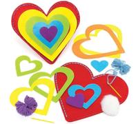 Baker Ross Rainbow Heart Cushion Sewing Kits - Pack of 2, Sewing Set for Children, Creative Activities for Kids (FC457)