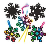 Baker Ross Snowflake Scratch Art Decorations Pack of 10 - Christmas Decoration Craft Kit for Kids, Festive Craft Activities for Children (AR769)