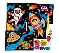Baker Ross Solar System Sequin Craft Kits - Pack of 4, Space Sequin Art, Solar System Craft kit, Space Craft