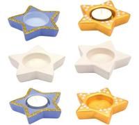 Baker Ross Star Ceramic Tealight Holders, 4 Assorted, 10cm, 43mm Diameter, Perfect for Christmas Arts, Crafts & Decorating for Boys and Girls
