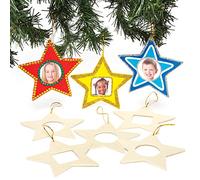 Baker Ross Star Wooden Photo Decorations (Pack of 8), Perfect for Children to Design and Decorate, Ideal for School, Craft Groups, Home Crafting and Art & Craft Projects