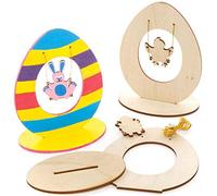 Baker Ross Swinging Easter Characters' Wooden Kits - Pack of 3, Easter Crafts for Kids (AX791)