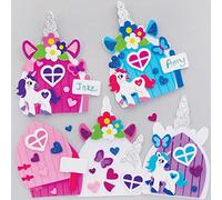 Baker Ross Unicorn Fairy Door Kits - Pack of 4, Unicorn Crafts for Girls (FC421), 15 cm x 13 cm