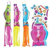 Baker Ross VC101 Fish Hanging Windsock Decoration Kits - Pack of 4, Colourful Fish Windsock Crafts