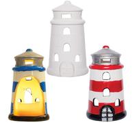 Baker Ross VC169 Lighthouse Ceramic Tealight Holders - Pack of 2, Paint-Your-Own Lighthouse Candle Holders