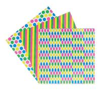 Baker Ross VC196 Neon Printed Paper 90gsm - Pack of 30, Neon Patterned Craft Paper