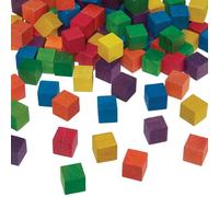 Baker Ross VC200 Colourful Mini Wooden Cubes - Pack of 72, Small Coloured Craft Cubes