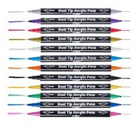 Baker Ross VC206 Dual Tip Acrylic Deco Marker Pens - Pack of 12, Dual Tip Acrylic Paint Pens