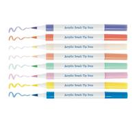 Baker Ross VC263 Pastel Acrylic Porcelain & Deco Brush Tip Pens - Pack of 8, Pastel Brush Tip Paint Pens