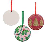Baker Ross VC321 Ceramic Bauble Decorations Pack of 4, Ceramic Baubles, Christmas Tree Decorations