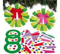 Baker Ross VC330 Christmas Paper Chain Wreath Kits Pack of 3, Christmas Wreath Craft, Paper Chain kit
