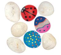 Baker Ross VC409 White Painting Stones, Pack of 20, 65mm Pebbles, Craft Painting, Stone Decorating, Garden Decoration, Ages 3+