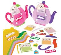 Baker Ross WA108 Mum Teapot Greeting Card Kits - Pack of 5, Charming Mother’s Day Card Craft Kits