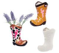 Baker Ross WA112 Western Cowboy Boot Ceramic Vases - Pack of 2, Fun Ceramic Vases for Painting and Decorating