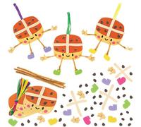 Baker Ross WA126 Hot Cross Bun Mix & Match Decoration Kits - Pack of 8, Fun Foam Craft Kits with Pipe Cleaners for Easter