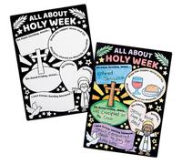 Baker Ross WA129 All About Holy Week Fuzzy Art Posters - Pack of 6, Educational Colouring Posters for Easter Celebrations