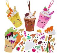 Baker Ross WA140 Milkshake Mix & Match Decoration Kits - Pack of 8, Fun Foam Craft Kits for Kids and Classroom