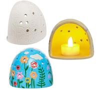 Baker Ross WA143 Spring and Summer Flowers Ceramic Tealight Holders - Pack of 2, Ceramic Holders for Decorating and Gifting