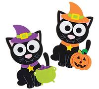 Baker Ross Witches Cat Mix and Match Halloween Decoration Magnet Kits - Pack of 8, Halloween Craft Kits for Kids, Foam Cat Decoration Arts and Crafts (AX222)
