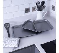 Baker & Salt Classic Non-Stick 3 Piece Oven Tray Set in Silver Baker & Salt Silver