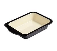 Baker & Salt Country Enamel 22Cm Deep Baking Dish Oven Tray Roasting Tin Black/cream