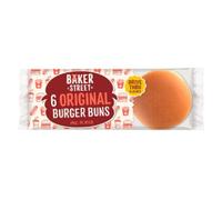 Baker Street 6 Original Burger Buns x Case of 8 | Soft Classic Burger Rolls | Pre-Sliced Long Life Buns | Perfect for BBQs, Parties, & Catering | Bakery Fresh Taste, 48 Buns Total