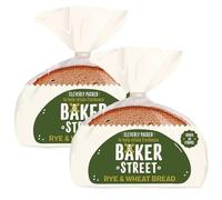 Baker Street Rye Wheat Bread 8 Slices 500g Pack of 2 Medium Sliced Sourdough Loaf Long Life with Welari Thank You Card | (2pack) (1000g)