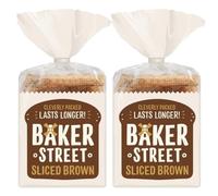 Baker Street Sliced Brown Bread 600g Pack of 2 Medium Sliced No Crust Toast Soft Wholemeal Loaf Long Life with Welari Thank You Card | (2pack) (1200g)