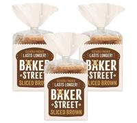 Baker Street Sliced Brown Bread 600g Pack of 3 Medium Sliced No Crust Toast Soft Wholemeal Loaf Long Life with Welari Thank You Card | (3pack) (1800g)