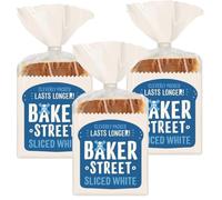 Baker Street Sliced White Bread 14 Slices 550g Pack of 3 Medium Sliced No Crust Toast Soft Loaf Long Life with Welari Thank You Card | (3pack) (1650g)