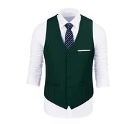 Bakerbear Mens Formal Tuxedo Vests Men's Slim Fit Business Suit Waistcoat, Dark Green, X-Large